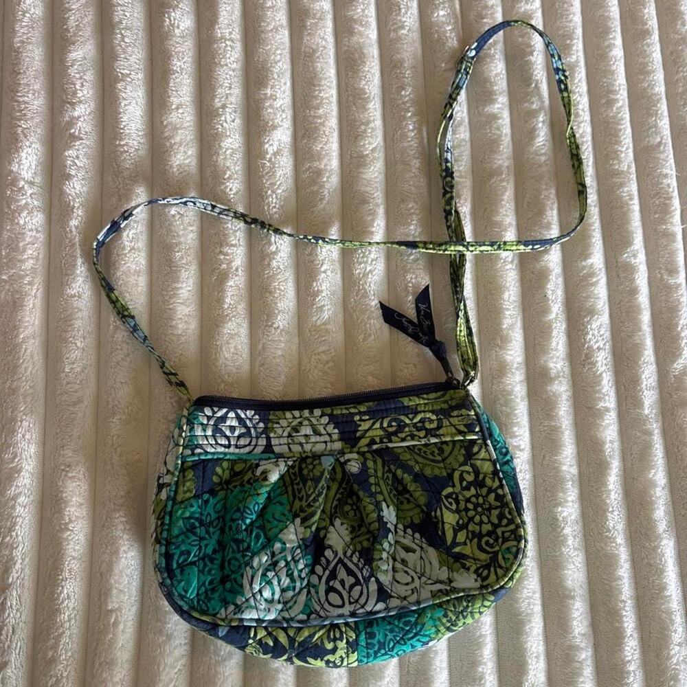 Green blue and white paisley bag